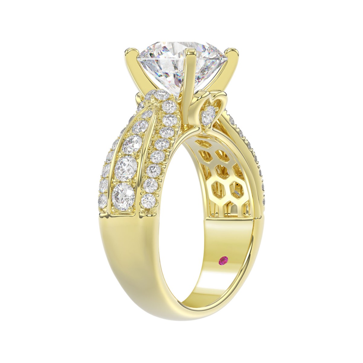 18K YELLOW GOLD 4.00CT ROUND DIAMOND SEMI MOUNT LADIES RING (CENTER STONE ROUND DIAMOND 3.00CT)