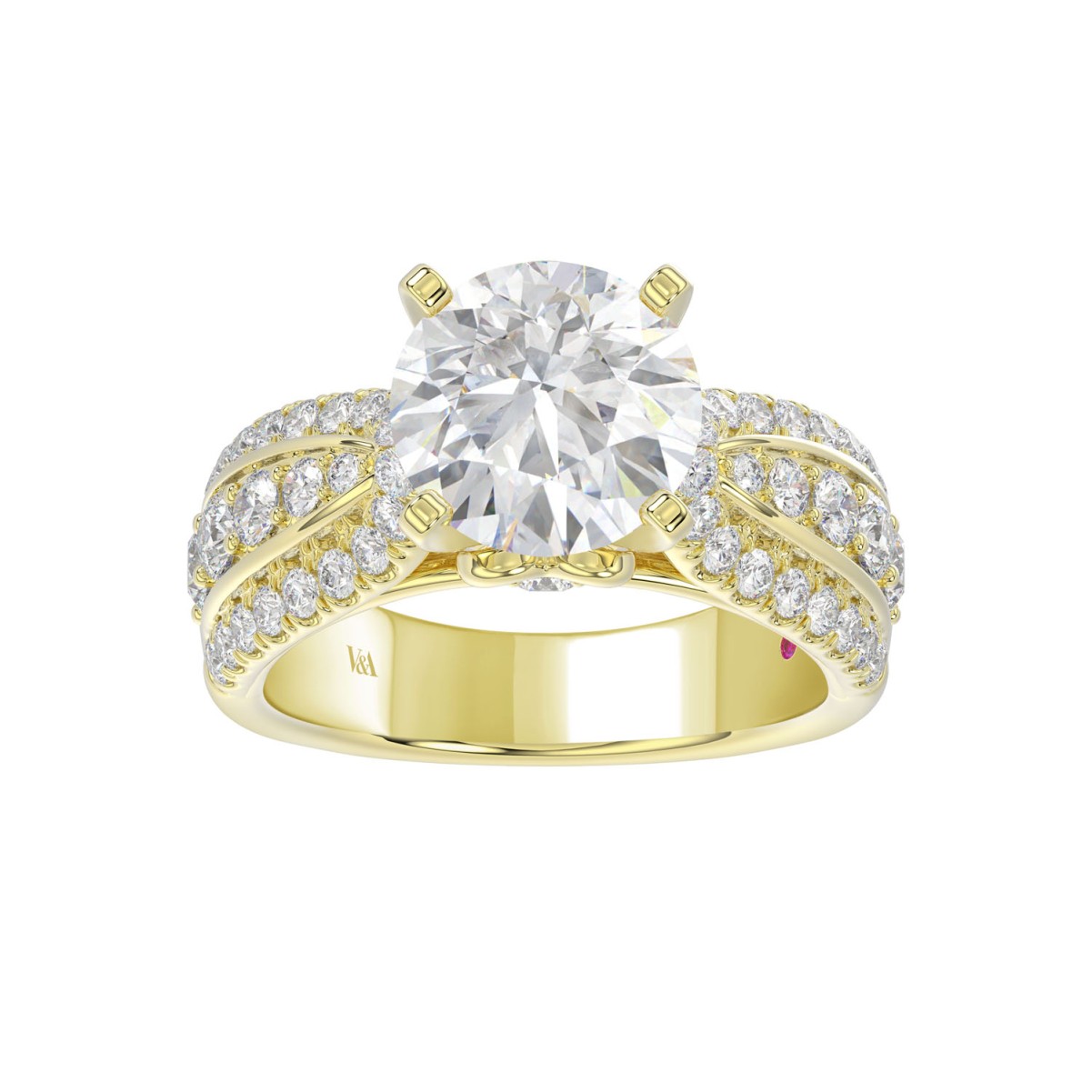 18K YELLOW GOLD 4.00CT ROUND DIAMOND SEMI MOUNT LADIES RING (CENTER STONE ROUND DIAMOND 3.00CT)