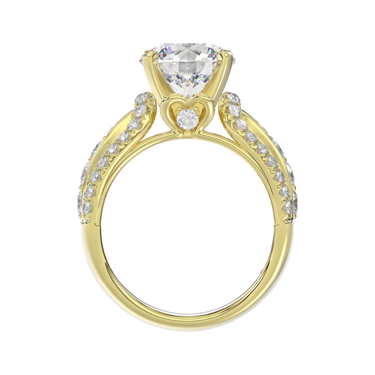 18K YELLOW GOLD 4.00CT ROUND DIAMOND SEMI MOUNT LADIES RING (CENTER STONE ROUND DIAMOND 3.00CT)