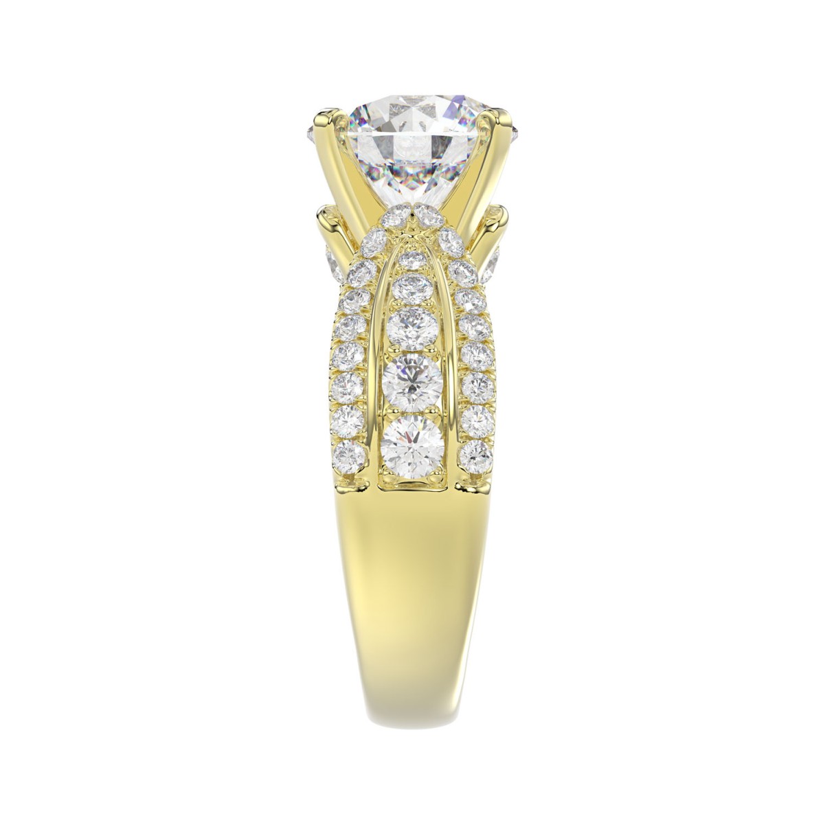 18K YELLOW GOLD 4.00CT ROUND DIAMOND SEMI MOUNT LADIES RING (CENTER STONE ROUND DIAMOND 3.00CT)