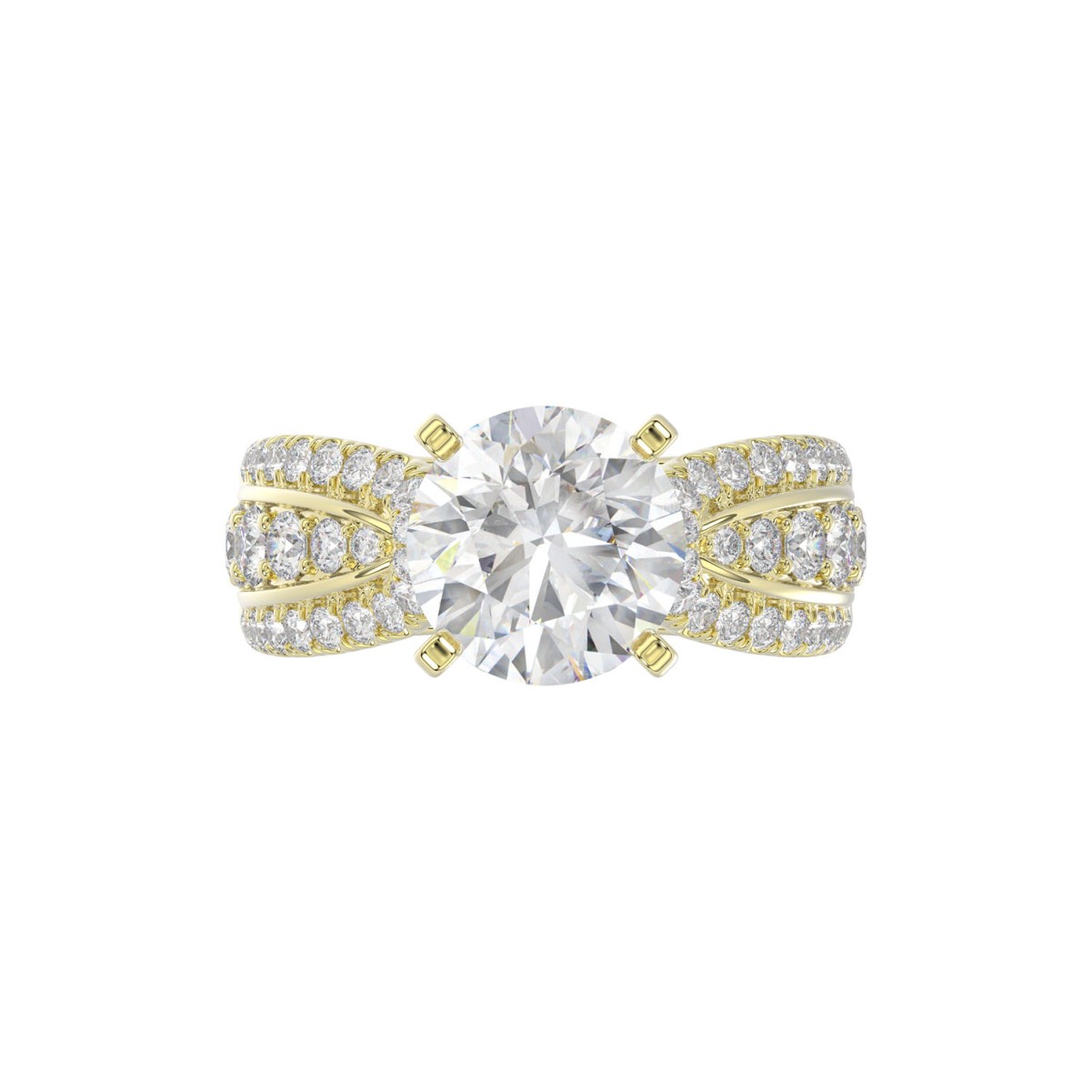 18K YELLOW GOLD 4.00CT ROUND DIAMOND SEMI MOUNT LADIES RING (CENTER STONE ROUND DIAMOND 3.00CT)