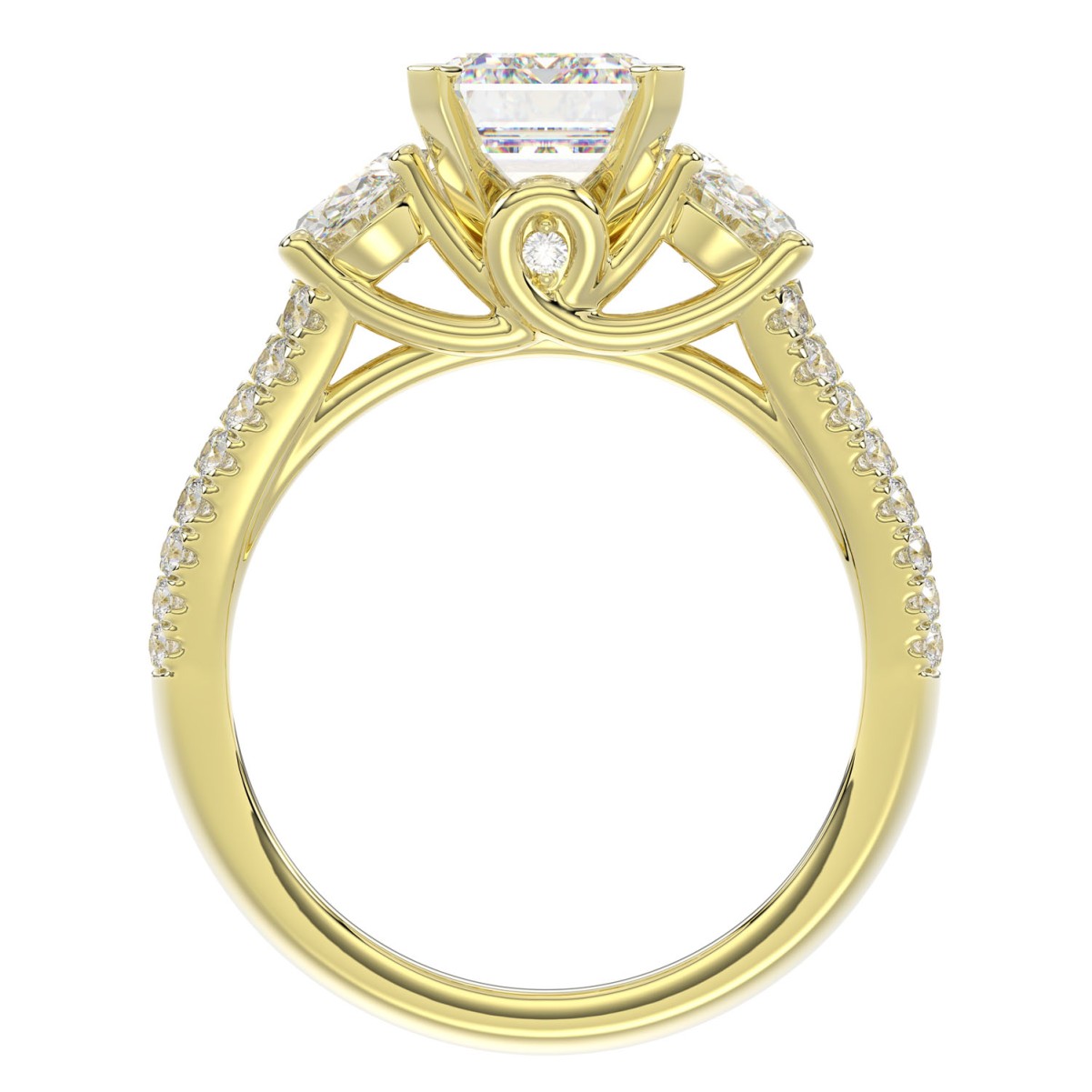 18K YELLOW GOLD 3 1/2CT ROUND DIAMOND LADIES SEMI MOUNT RING(CENTER STONE EMERALD DIAMOND 2CT)