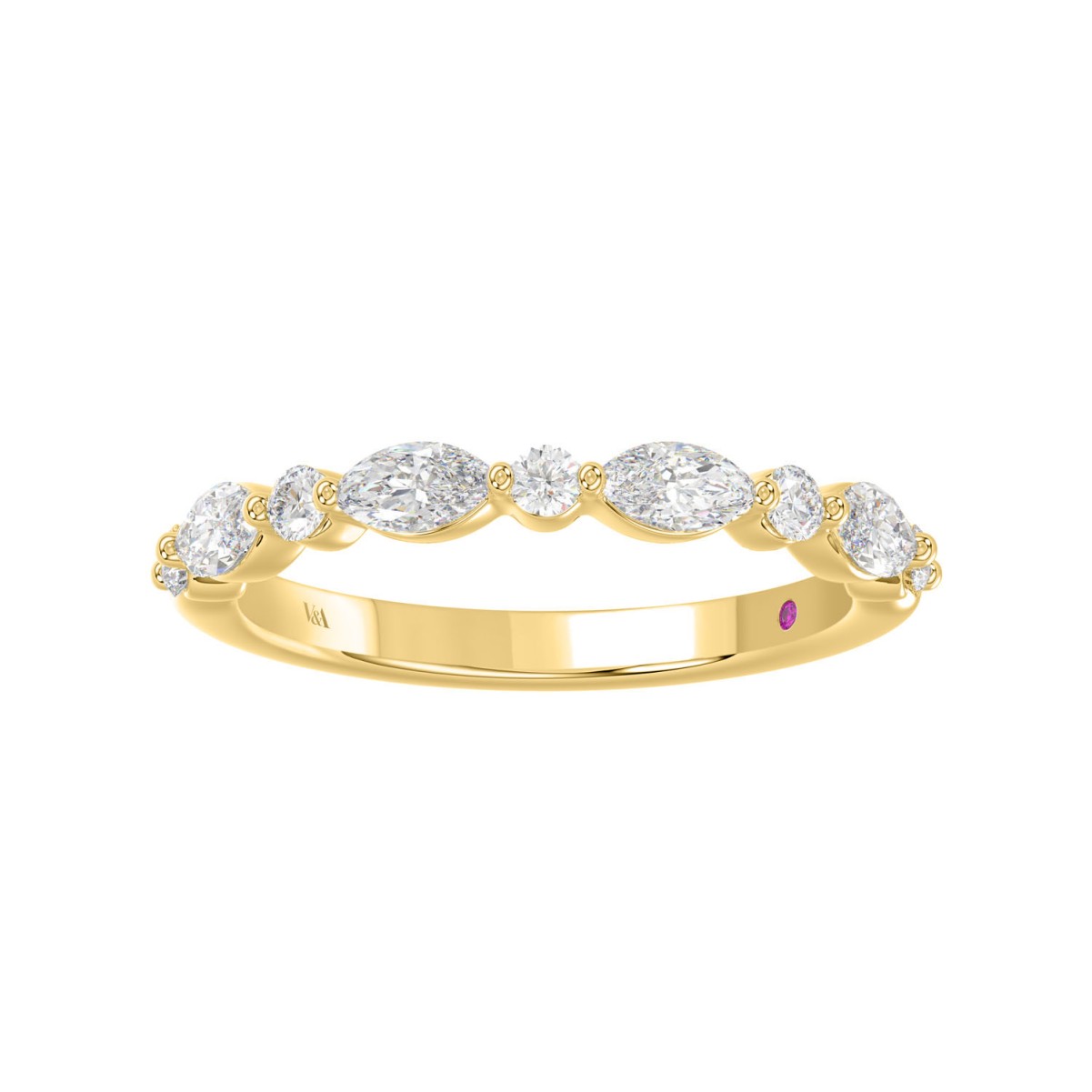 18K YELLOW GOLD 1/2CT ROUND/MARQUISE DIAMOND LADIES BAND 