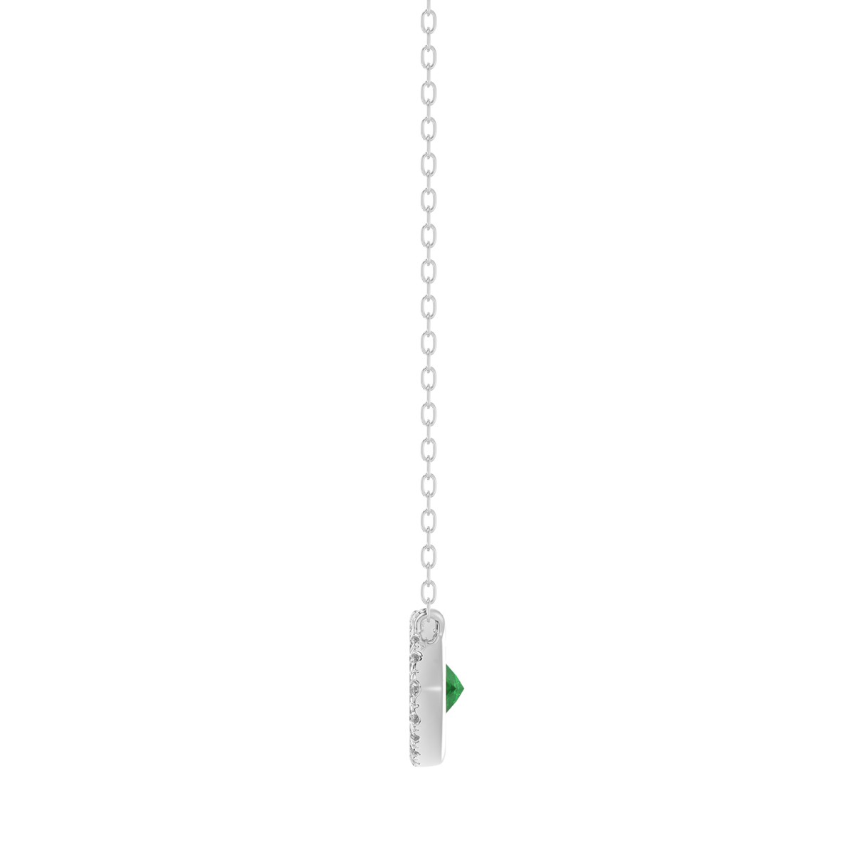 18K WHITE GOLD 7/8CT ROUND/MARQUISE DIAMOND LADIES NECKLACE(COLOR STONE MARQUISE GREEN EMERALD DIAMOND 3/4CT)