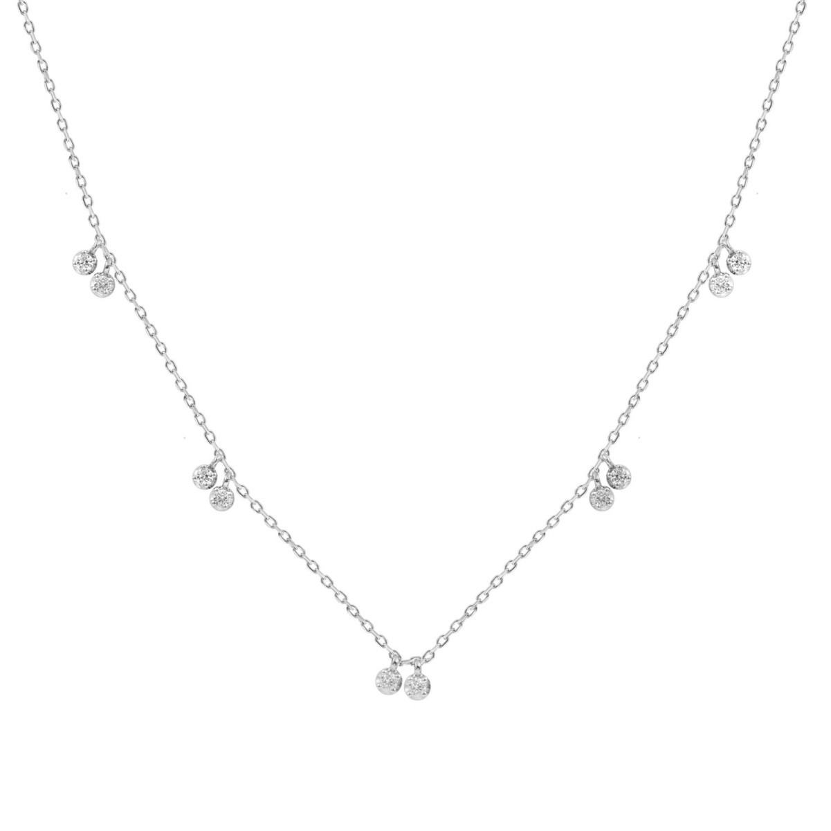 18K WHITE GOLD 1/3CT ROUND DIAMOND LADIES NECKLACE 