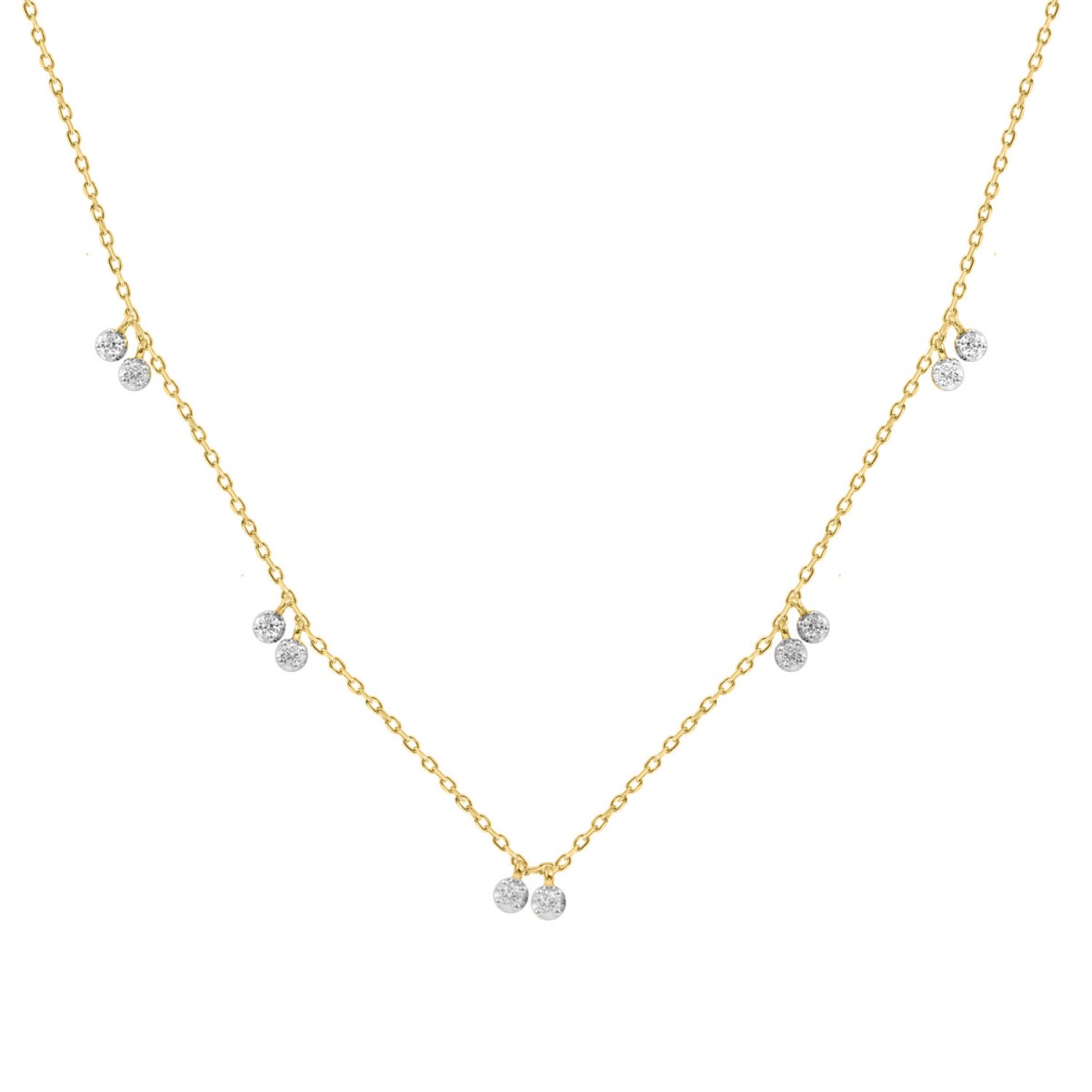 18K YELLOW GOLD 1/3CT ROUND DIAMOND LADIES NECKLACE 