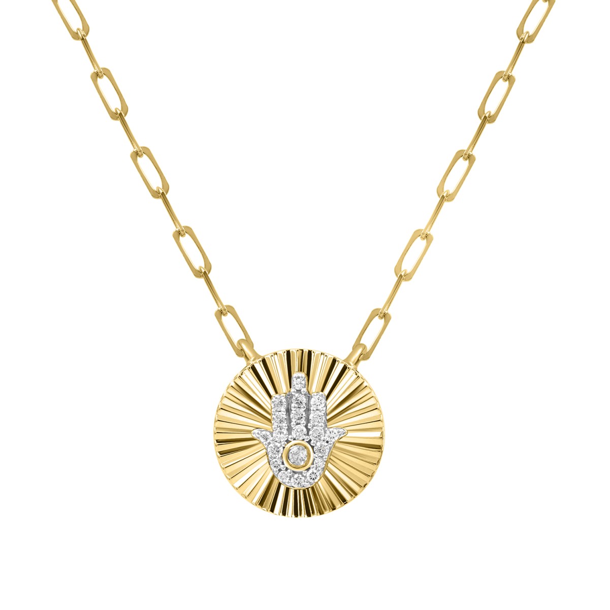 18K YELLOW GOLD 1/6CT ROUND DIAMOND LADIES NECKLACE 