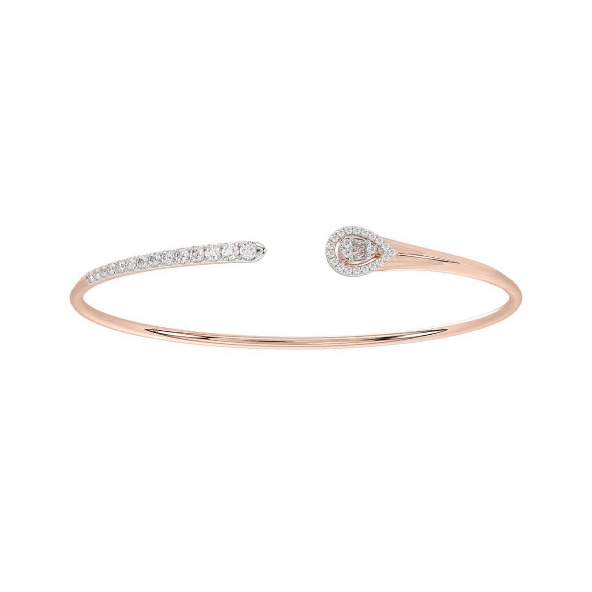 18K ROSE GOLD 1/2CT ROUND/BAGUETTE DIAMOND LADIES BANGLE