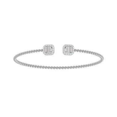 18K WHITE GOLD 1/3CT ROUND/BAGUETTE DIAMOND LADIES BANGLE 