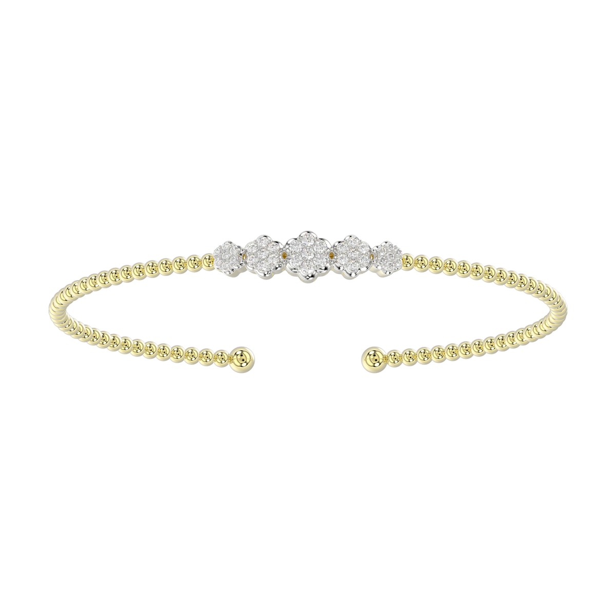 18K YELLOW GOLD 1/3CT ROUND DIAMOND LADIES BANGLE 