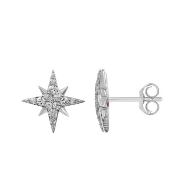 18K WHITE GOLD 1/6CT ROUND DIAMOND LADIES EARRINGS 