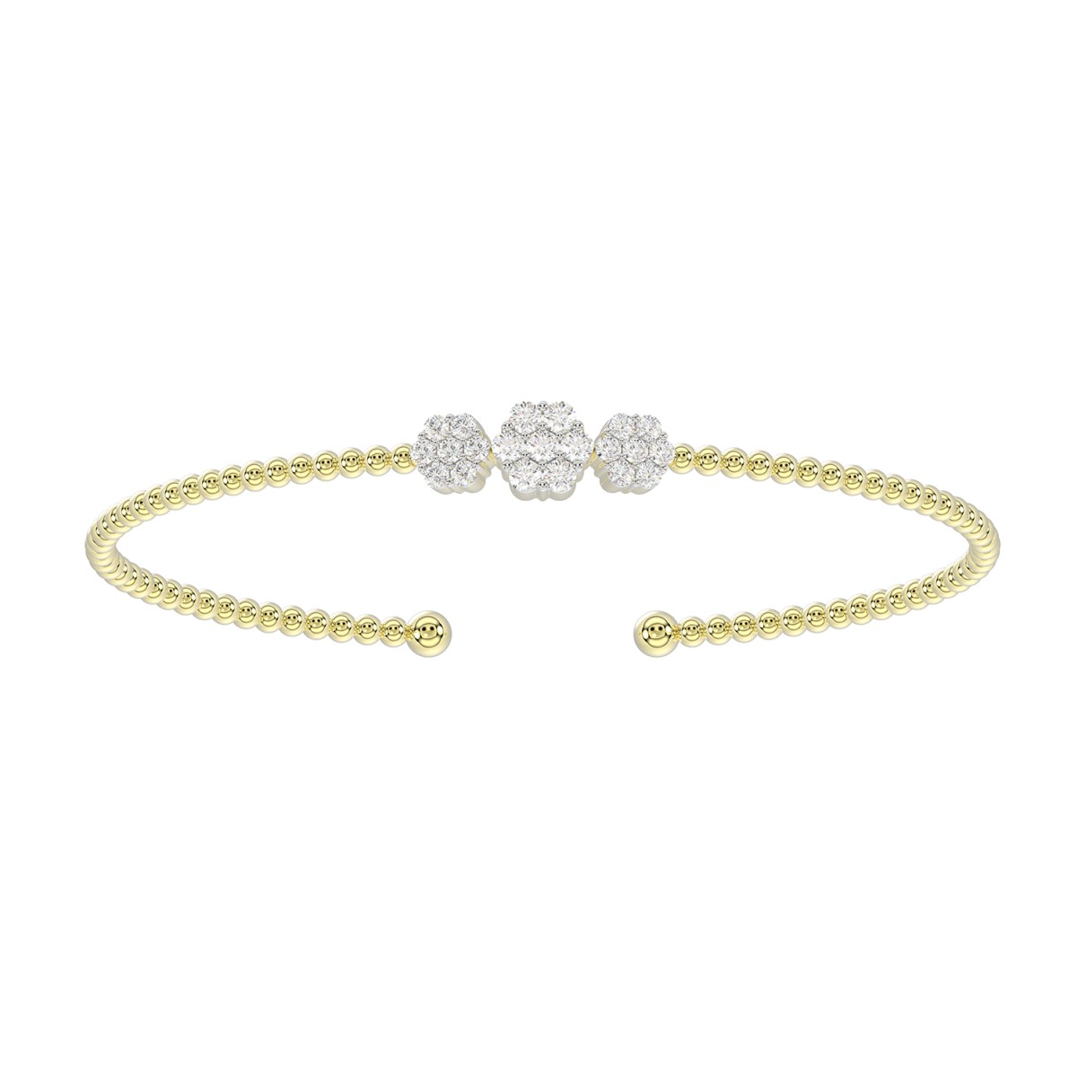 18K YELLOW GOLD 1/2CT ROUND DIAMOND LADIES BANGLE 