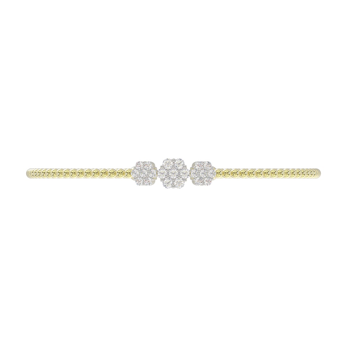 18K YELLOW GOLD 1/2CT ROUND DIAMOND LADIES BANGLE 