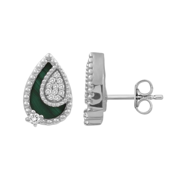 18K WHITE GOLD 1/10CT ROUND DIAMOND LADIES EARRING...