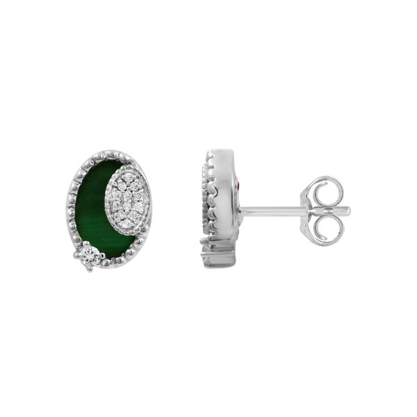 18K WHITE GOLD 1/10CT ROUND DIAMOND LADIES EARRING...