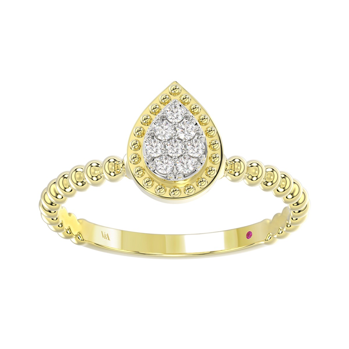 18K YELLOW GOLD 1/10CT ROUND DIAMOND LADIES RING 