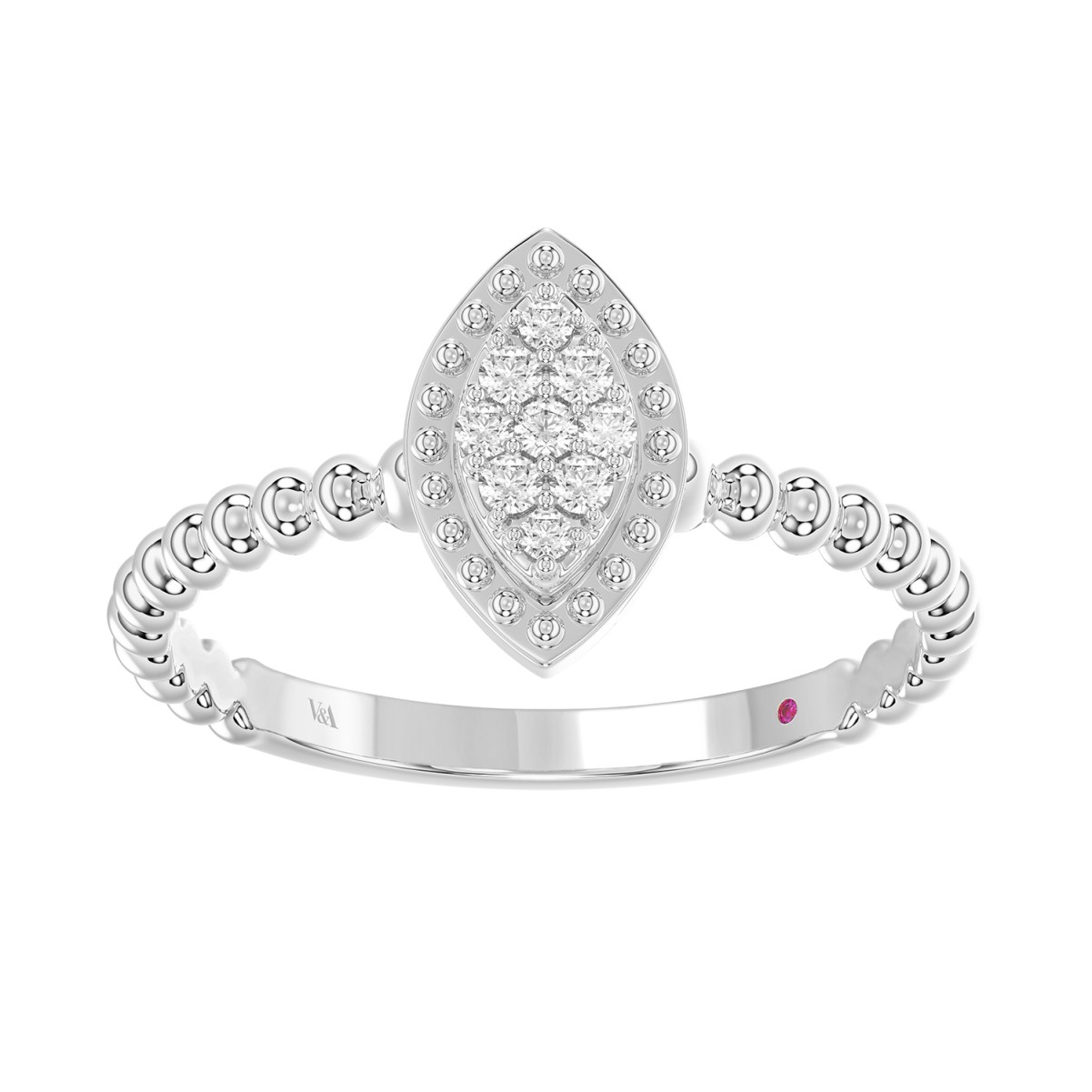 18K WHITE GOLD 1/10CT ROUND DIAMOND LADIES RING 