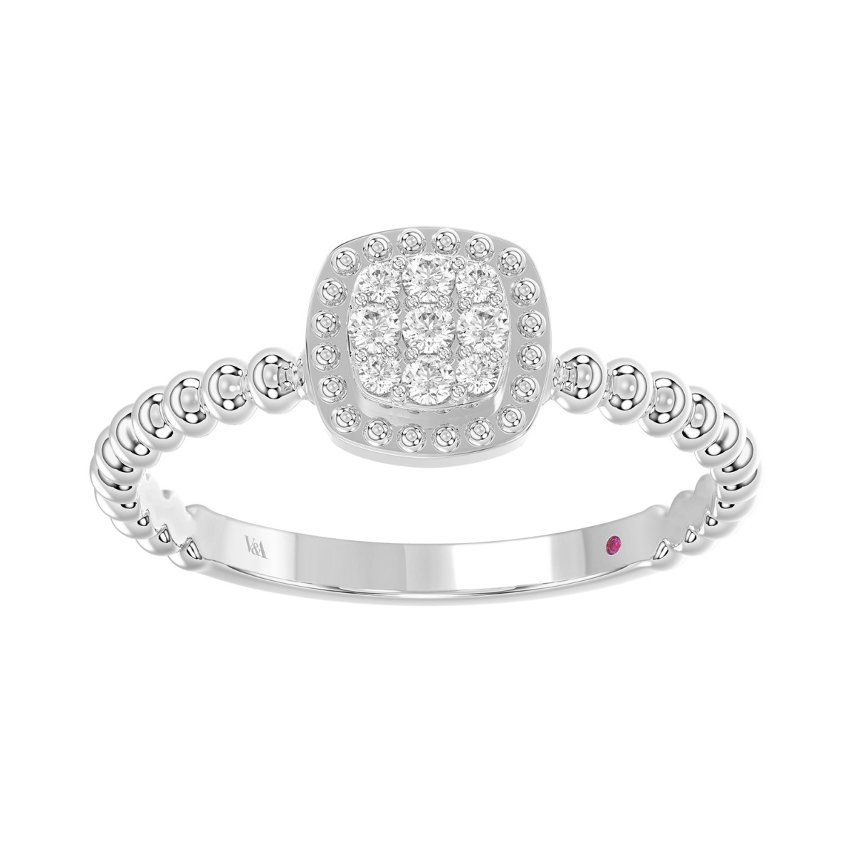 18K WHITE GOLD 1/10CT ROUND DIAMOND LADIES RING 