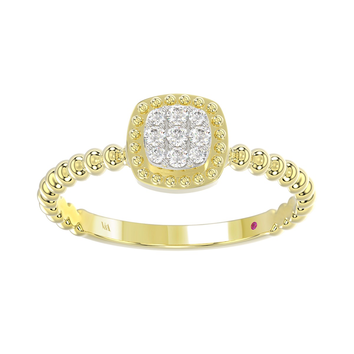 18K YELLOW GOLD 1/10CT ROUND DIAMOND LADIES RING 