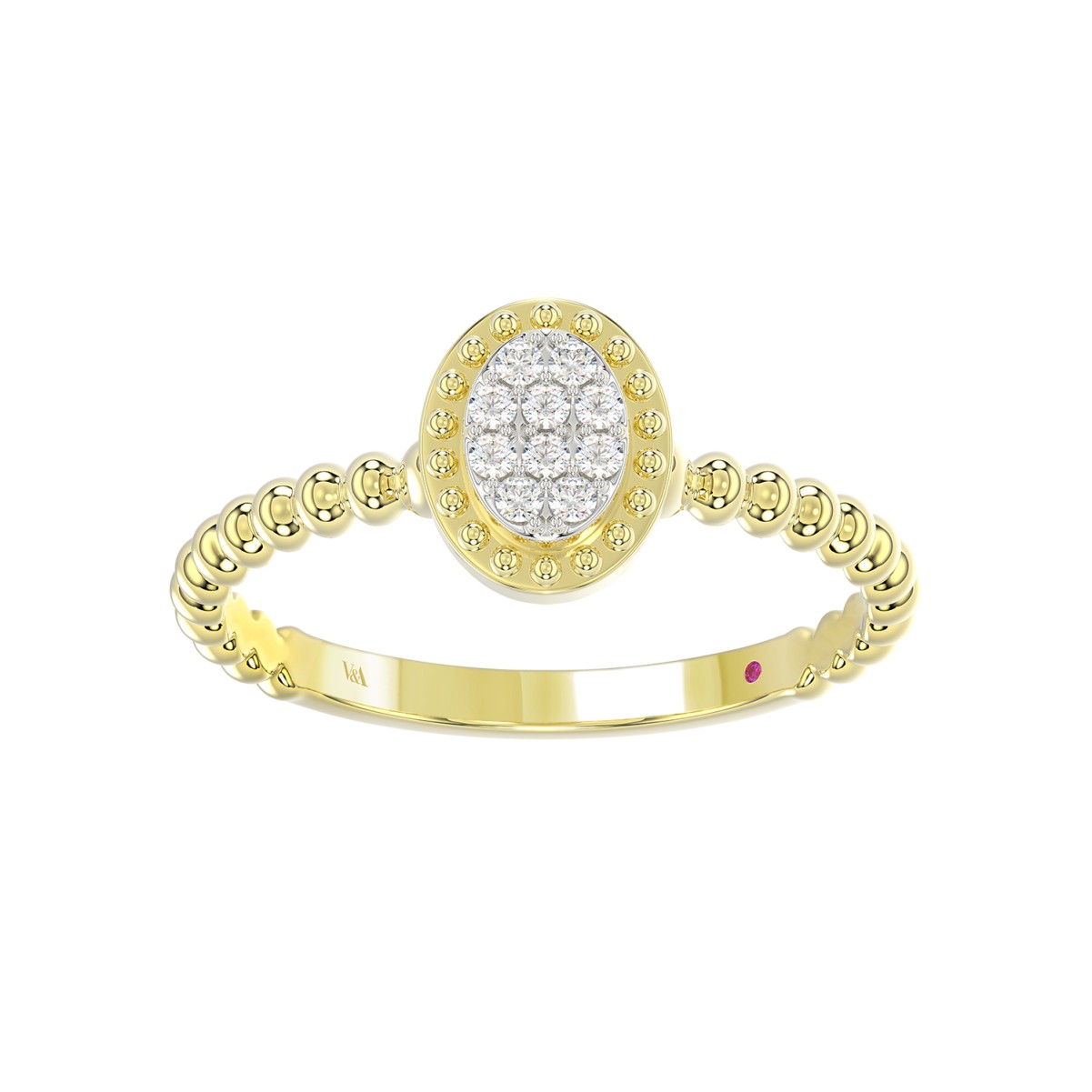 18K YELLOW GOLD 1/10CT ROUND DIAMOND LADIES RING 