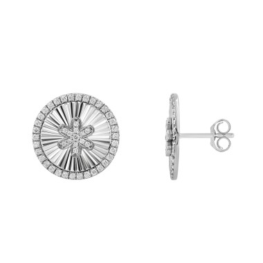 18K WHITE GOLD 1/3CT ROUND DIAMOND LADIES EARRINGS 