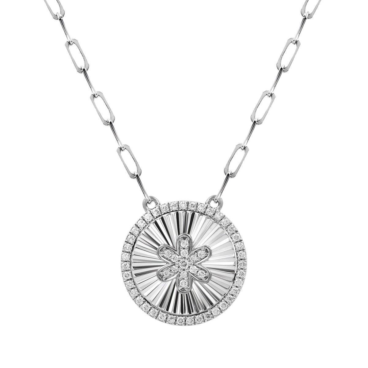 18K WHITE GOLD 1/4CT ROUND DIAMOND LADIES NECKLACE 