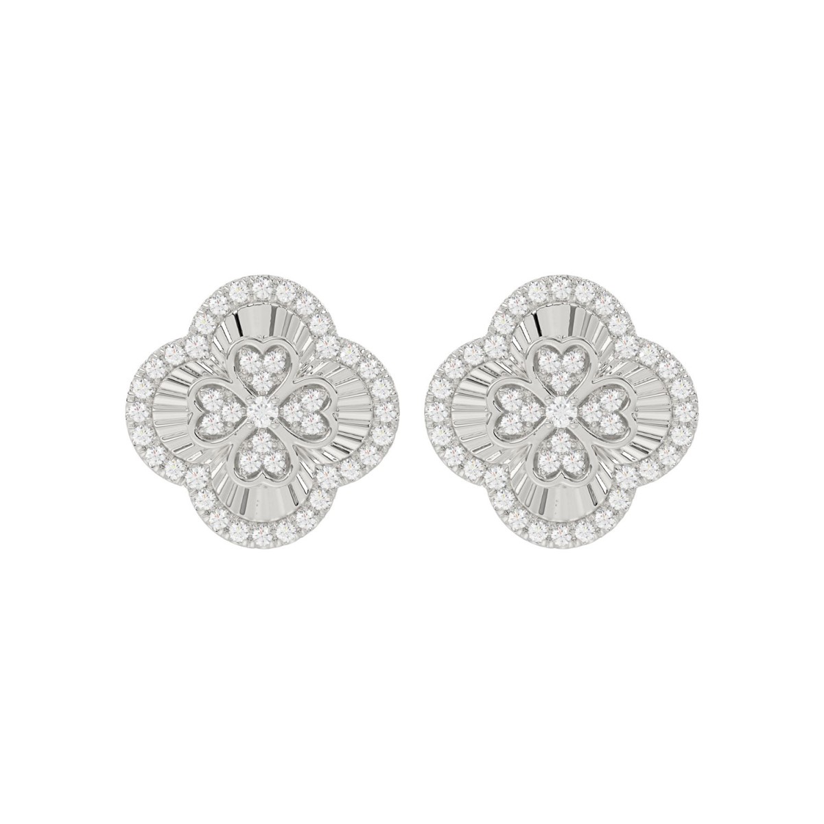 18K WHITE GOLD 1/2CT ROUND DIAMOND LADIES EARRINGS 