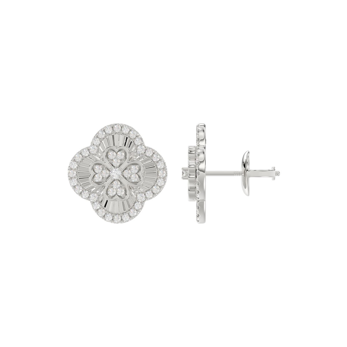 18K WHITE GOLD 1/2CT ROUND DIAMOND LADIES EARRINGS 