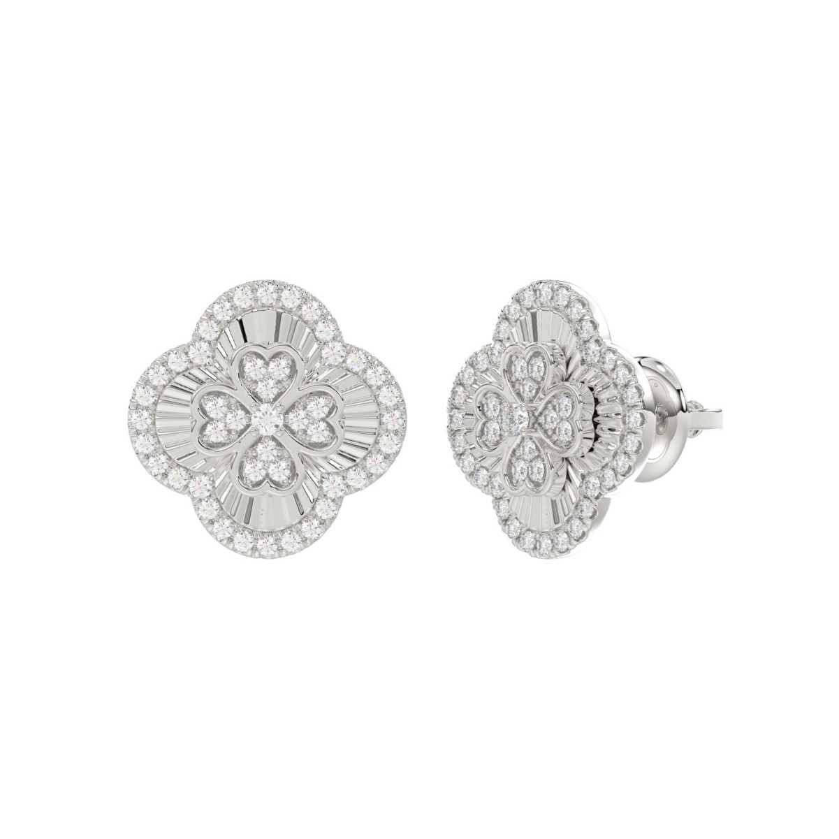 18K WHITE GOLD 1/2CT ROUND DIAMOND LADIES EARRINGS 