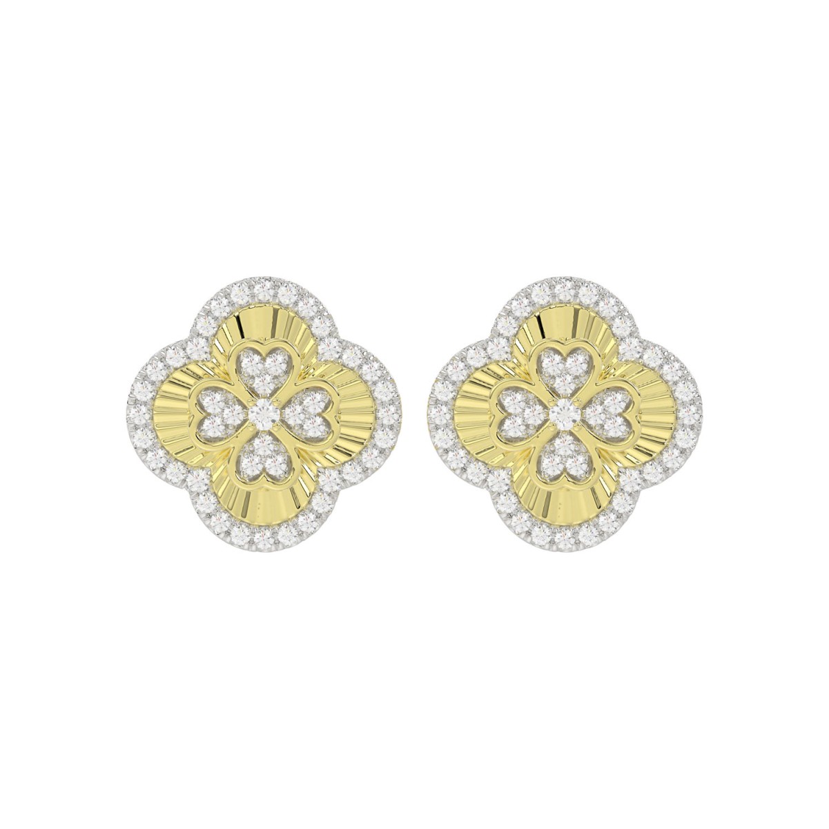 18K YELLOW GOLD 1/2CT ROUND DIAMOND LADIES EARRINGS 