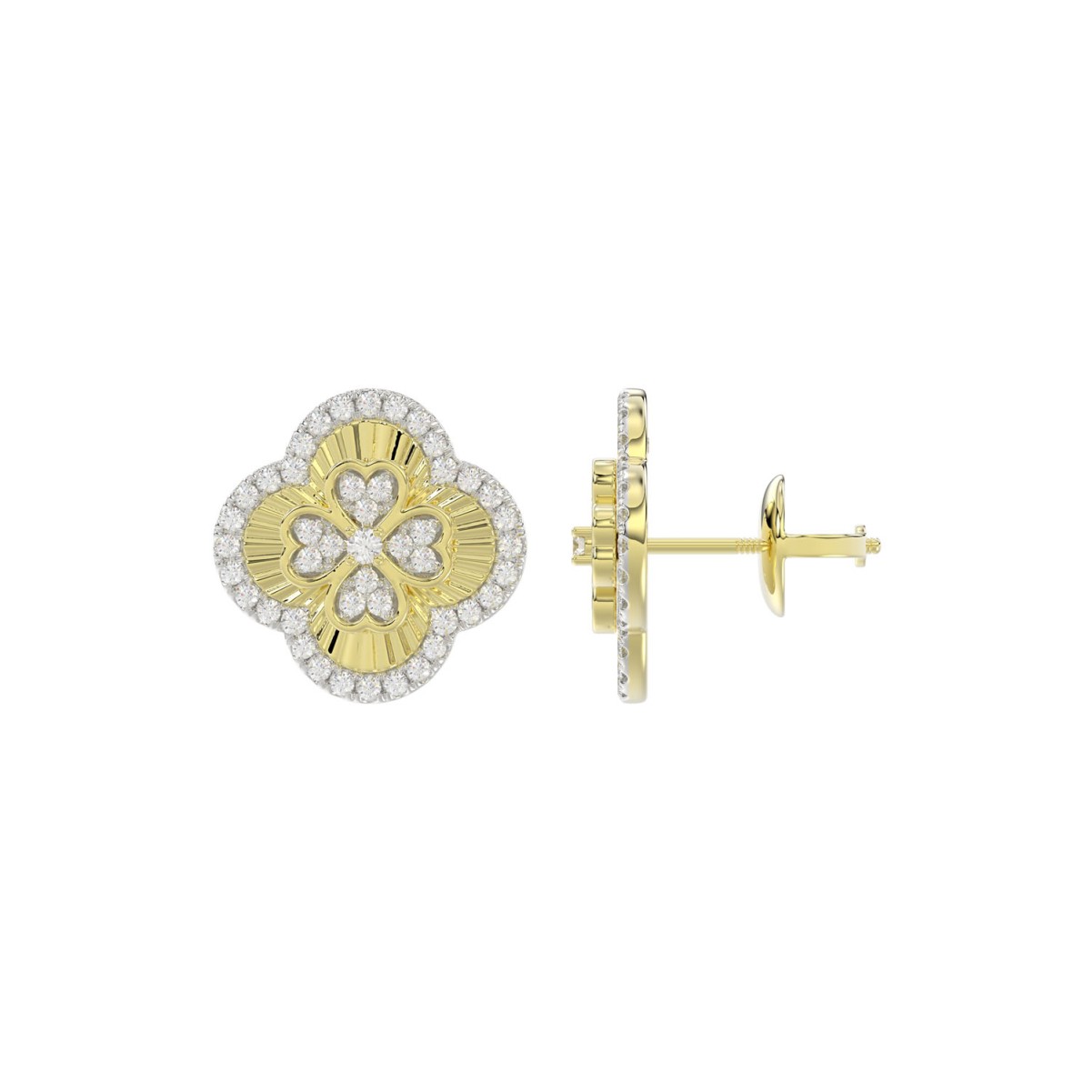 18K YELLOW GOLD 1/2CT ROUND DIAMOND LADIES EARRINGS 