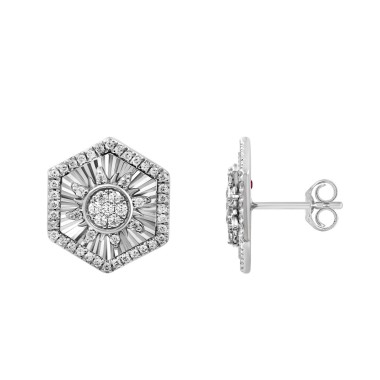 18K WHITE GOLD 1/3CT ROUND DIAMOND LADIES EARRINGS 