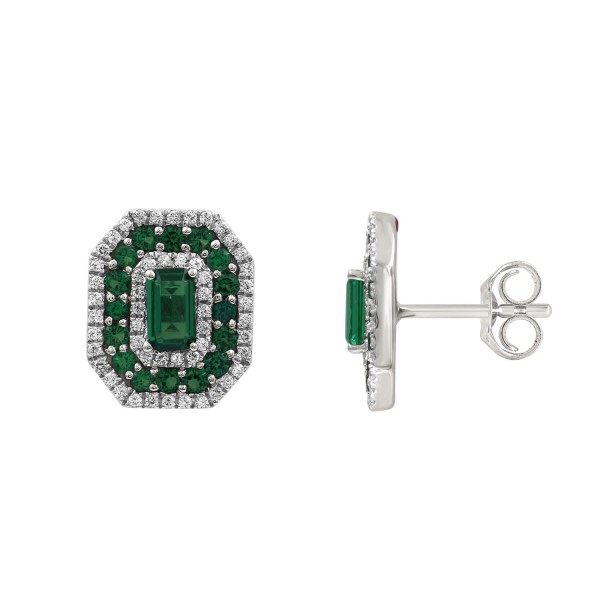 18K WHITE GOLD 7/8CT ROUND/EMERALD DIAMOND LADIES ...