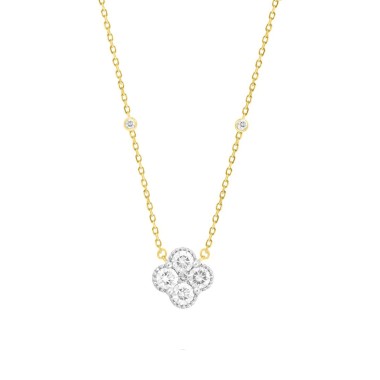 18K YELLOW GOLD 1/2CT ROUND DIAMOND LADIES NECKLACE 