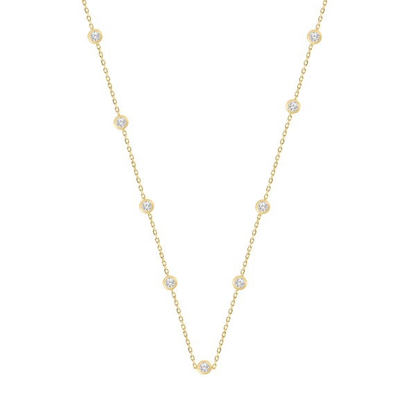 18K YELLOW GOLD 1CT ROUND DIAMOND LADIES NECKLACE ...