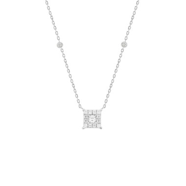 18K WHITE GOLD 1/4CT ROUND/PRINCES DIAMOND LADIES NECKLACE 