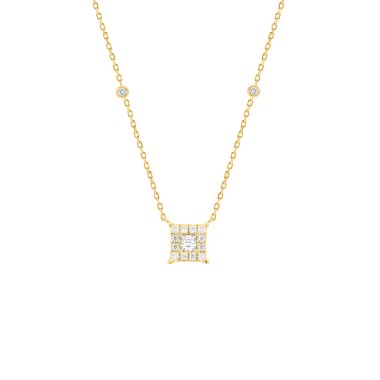 18K YELLOW GOLD 1/4CT ROUND/PRINCES DIAMOND LADIES NECKLACE 