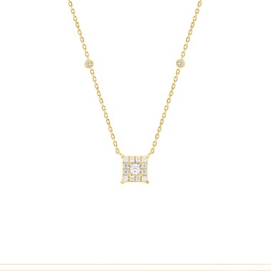 18K YELLOW GOLD 1/2CT ROUND/PRINCES DIAMOND LADIES NECKLACE 