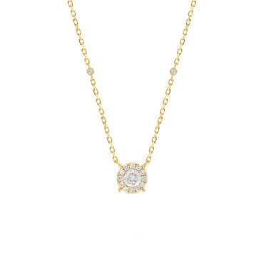 18K YELLOW GOLD 3/4CT ROUND DIAMOND LADIES NECKLACE 