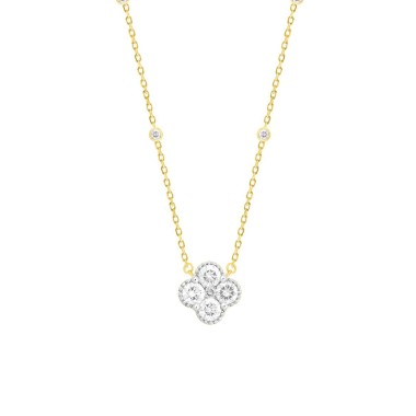 18K YELLOW GOLD 1 1/2CT ROUND DIAMOND LADIES NECKLACE 