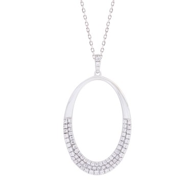 18K WHITE GOLD 1/2CT ROUND DIAMOND LADIES PENDANT WITH CHAIN  