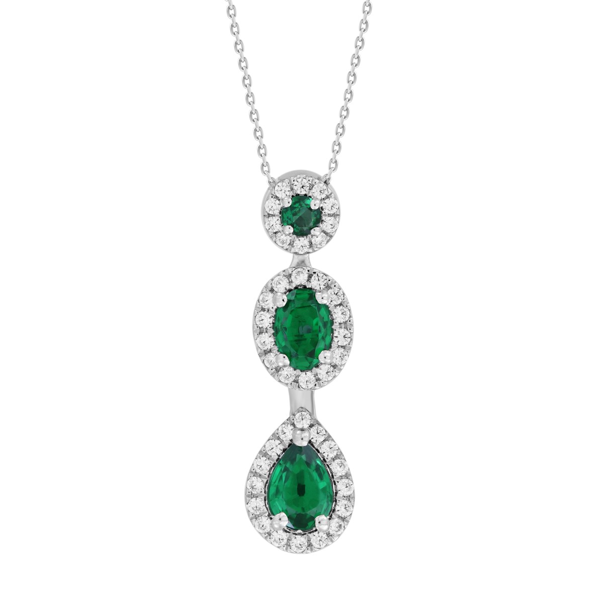 18K WHITE GOLD 1 7/8CT ROUND/PEAR/OVAL DIAMOND LADIES PENDANT WITH CHAIN(COLOR STONE ROUND/PEAR/OVAL/EMERALD DIAMOND 1 3/8CT)