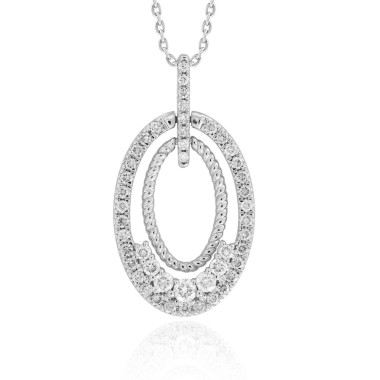 18K WHITE GOLD 1/2CT ROUND DIAMOND LADIES PENDANT WITH CHAIN  