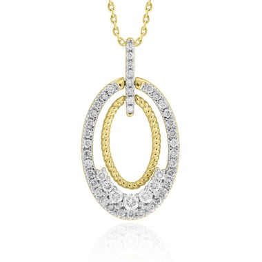 18K YELLOW GOLD 1/2CT ROUND DIAMOND LADIES PENDANT WITH CHAIN  