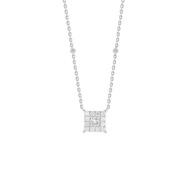 18K WHITE GOLD 7/8CT ROUND/PRINCESS DIAMOND LADIES NECKLACE 