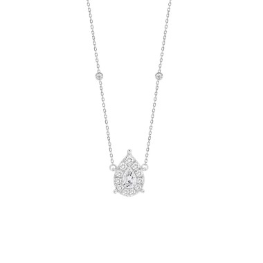 18K WHITE GOLD 3/4CT ROUND/PEAR DIAMOND LADIES NECKLACE(CENTER STONE PEAR DIAMOND 3/8CT)