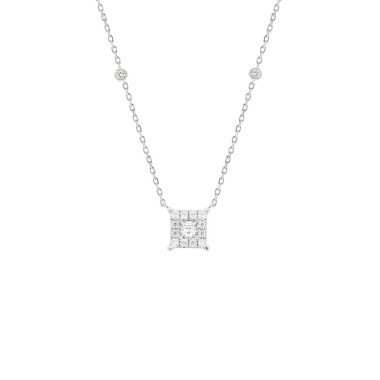 18K WHITE GOLD 1CT ROUND/PRINCES DIAMOND LADIES NECKLACE 