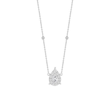 18K WHITE GOLD 1/2CT ROUND/PEAR DIAMOND LADIES NECKLACE(CENTER STONE PEAR DIAMOND 1/4CT)