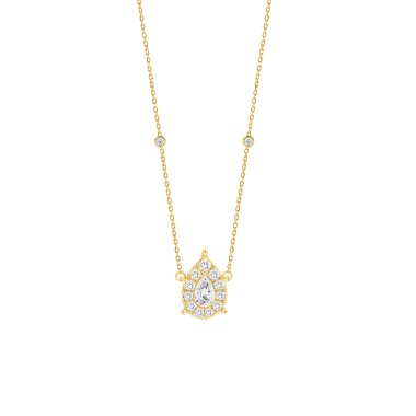 18K YELLOW GOLD 1/2CT ROUND/PEAR DIAMOND LADIES NECKLACE(CENTER STONE PEAR DIAMOND 1/4CT)