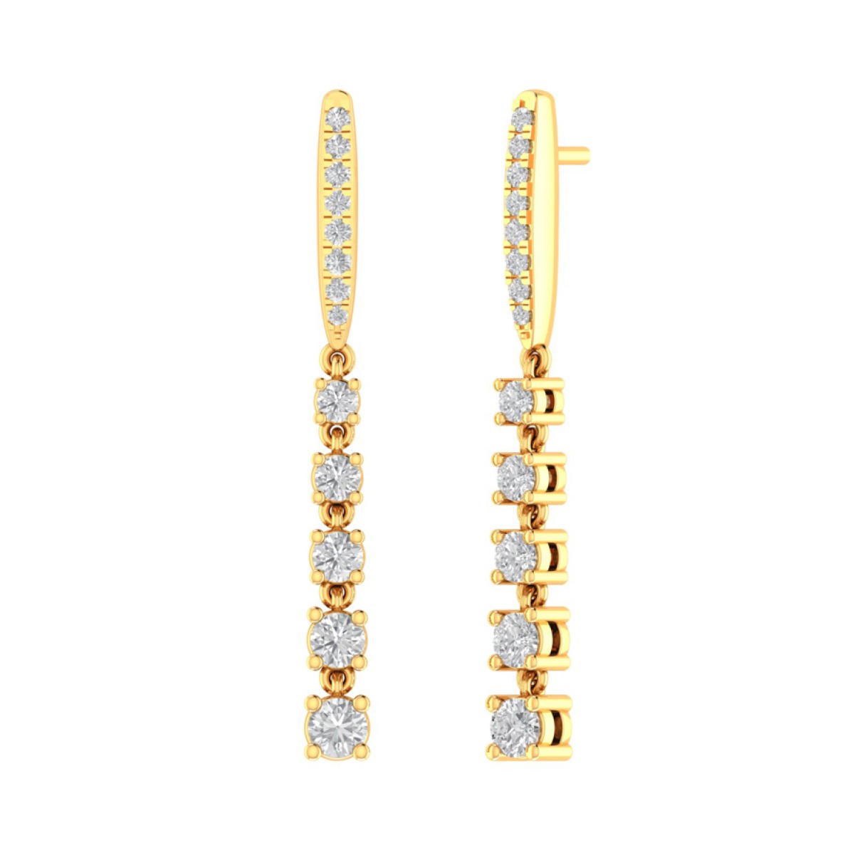 18K YELLOW GOLD 1/2CT ROUND DIAMOND LADIES EARRINGS 